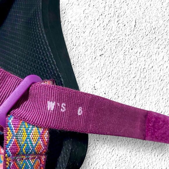 TEVA Sandals Original Universal Webbed Purple Multicolored Print Black Size 6 - Picture 7 of 9